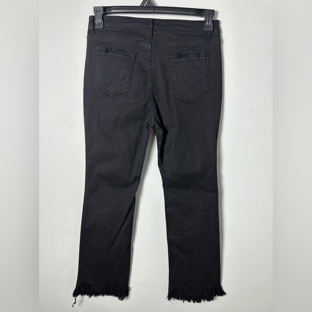 Before You Cropped Raw Frayed Hem Stretchy Jeans Black Size Medium - Picture 4 of 11
